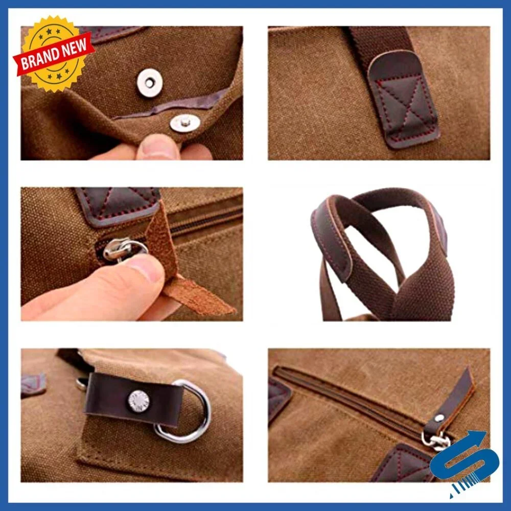 Canvas Satchel Handbag Top Handle Tote Shoulder Bag Chic Minimal Classic